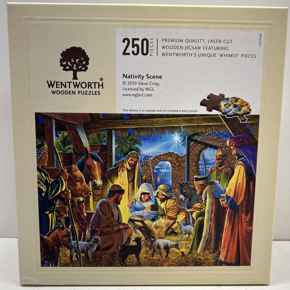 Wentworth Wooden Puzzle Nativity Scene 250 Pc Laser Cut Whimsy Complete Box